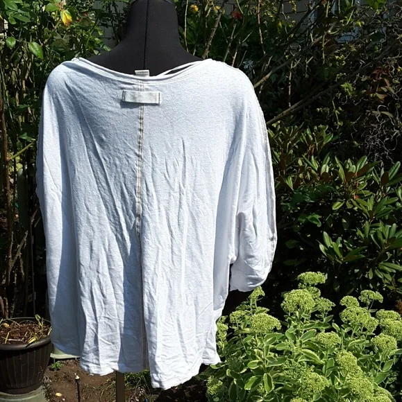 Free People First Base Henley Tee LS High Low Hem Slouchy Oversized White Sm NWT - Picture 4 of 7